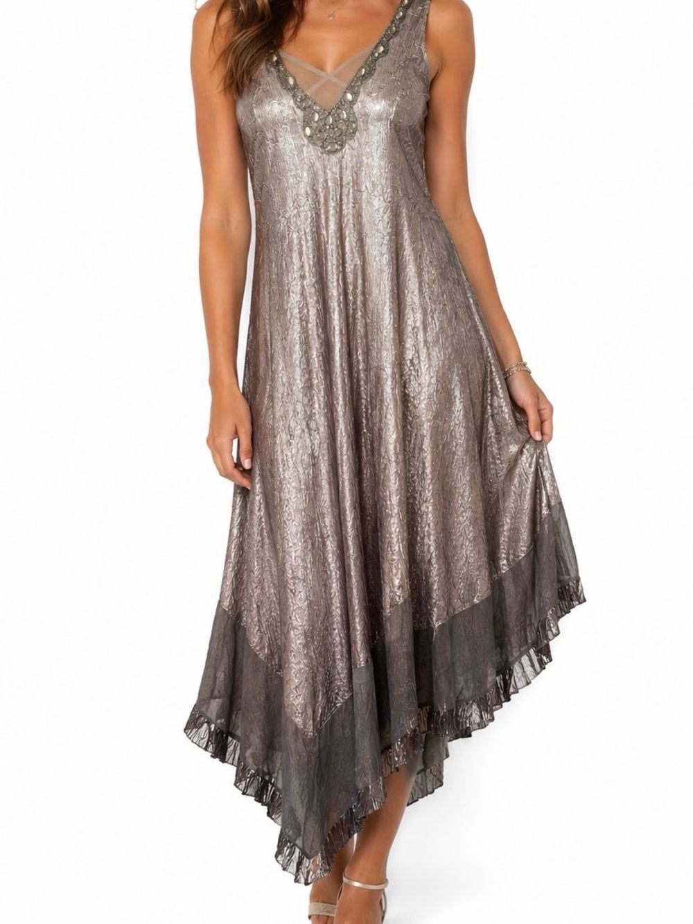 KOMAROV Embellished Midi Dress With Jacket $488 Retail